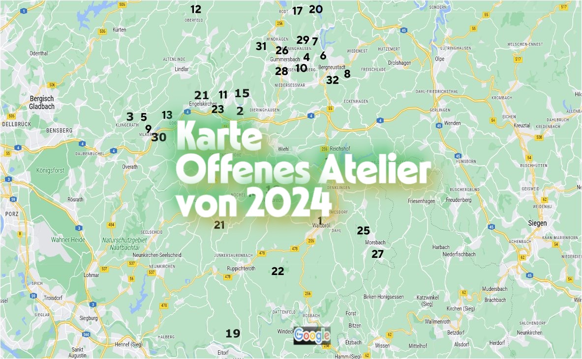 Die Karte von 2024 mit den eingezeichneten Lokationen des Offenen Ateliers